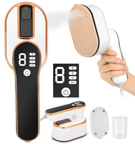 Gaethra Mini Plancha Ropa de 1190 W, Plancha De Viaje Portátil Plegable con pantalla LED y 4 niveles de vapor Calentamiento Rápido en 15 Segundos, Plancha de Vapor Pequeña para Viajes y Hogar