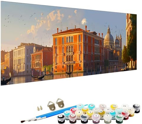 Malen Nach Zahlen Erwachsene, Venedig Malen Nach Zahlen, Acrylpigment für Kinder GemäLdeleinwand, DIY Handgemalt öLgemäLde Kit für AnfäNger 30x60cm Malen-Nach-Zahlen Erwachsene Shuicheng 8-01