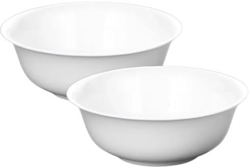 Wilmax - Ciotola in porcellana - 1600 ml - set da 2 - Insalatiera - bianco - per snack, insalate - Ø 20 cm - Cestino per frutta, cereali - Elegante e resistente ai graffi - Ideale come regalo