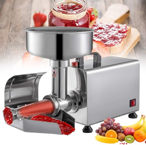 Cplsntaeam Electric Tomato Strainer Machine, 9 Extra Large Feed Chute Commercial Grade Electric Food Squeezer for Tomato Strawberry and Blueberry Sauce, Easy Cleaning & Quiet