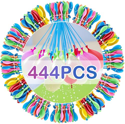 Robofun 444 Pcs Ballons d'eau Enfant, Auto-scellantes sans Nœuds Bombe a Eau Ballon, Remplissage Rapide Water Balloon, Bombe à Eau ballon Colorés Pour Les Pool Parties Estivales en Plein Air