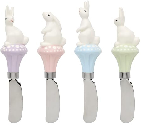Oneida 898200 Bunny Hop 4-Piece Cheese Spreader Set, MultiColor