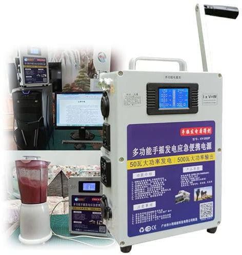 500W Generatore Manuale Portatile AC220V,L'energia Mobile di Emergenza,Generatore DC con ingranaggi interamente in acciaio,Corrente di Uscita Massima di 4,5A