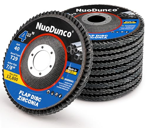 NuoDunco Disco lamellare da 115 mm, grana 40, dischi abrasivi tipo 29 per acciaio inossidabile, ghisa e lamiera, confezione da 10