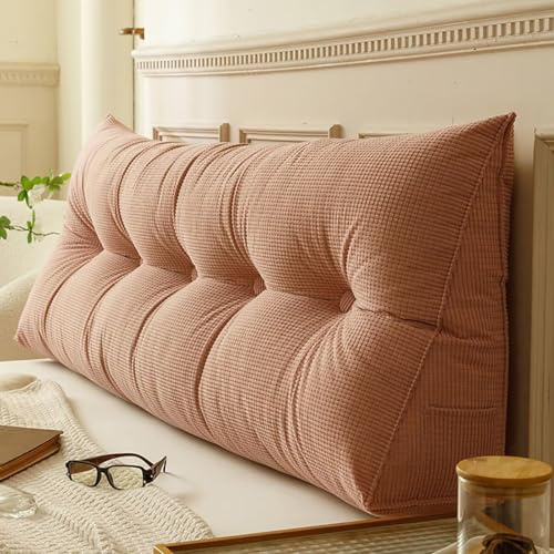 Generisch Rückenkissen Rosa, 140 cm - Lesekissen für Bett und Sofa, Keilkissen, Rückenpolster für die Wand, Sitzkissen, Wandkissen, groß mit waschbarem Bezug - Ideal zum Anlehnen im Bett