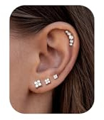 Adramata 4 Paare Ohrringe Silber 925 Set Hypoallergen Ohrringe Damen Klein Knorpel Ohrring Tragus Helix Piercings Ohrstecker Silber 925 Gold Ohrringe Stecker