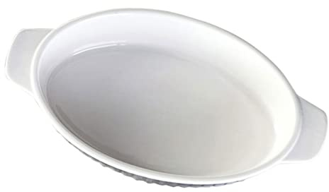 Mobestech Plat De Cuisson Ovale Céramique Plat à Rôtir Double Poignée pour Four Saladier De Conservation