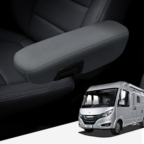 GIOVANNI BUTTI Ensemble de 4 housses de protection d'accoudoir pour sièges avant, gris fumé, Housse de siège de voiture adaptée pour les accoudoirs Hymer Komfort, protège-accoudoir, housse d'accoudoir