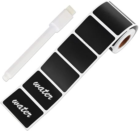 300 Pcs Aufkleber zum Beschriften Tafel-Aufkleber, 6x4cm Tafelfolie Selbstklebend Wasserdichte Etiketten Selbstklebend Mit Stift,Küchen Klebeetiketten Partner für Gewürzgläser Usw(Rechteckig)