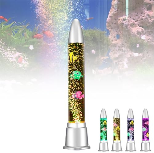 Vdhfgso Lámpara de Burbujas Estilo Lava con Forma de pez: Movimiento dinámico de Burbujas y LED con Cambio de Color. Un Regalo sensorial Ideal for el Autismo, el TDAH