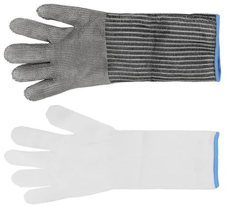 Zuoeay Stainless Steel Mesh Metal Chainmail Gloves Butchers Glove For Cutting Meat Oysters Shucking Chefs Meat Fish Shucking Gloves