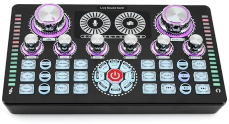 Mesa Mezclas, Equipo de Podcast con tarjeta de sonido en vivo de 48V, micrófono compatible con, mezclador de Audio, cambiador de voz for transmisión en vivo
