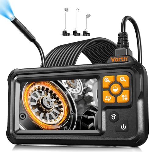 Vorth Endoscope Camera with Light, 4.3 IPS Screen 1080P Borescope with 8 LED Lights, 16.5 FT Semi-Rigid Cable Snake Camera, IP67 Waterproof Sewer Inspection Men Tool Single Lens