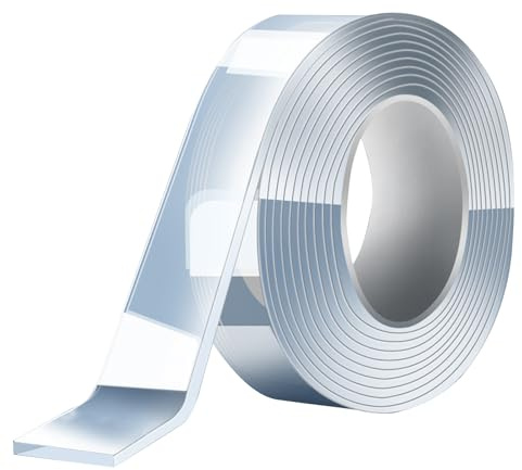 Generisch Nastro biadesivo – Strisce adesive da parete ad alte prestazioni da 1,97 x 196,85 pollici | Nastro adesivo trasparente resistente all'acqua per tappeti fotografici per riparazioni rapide