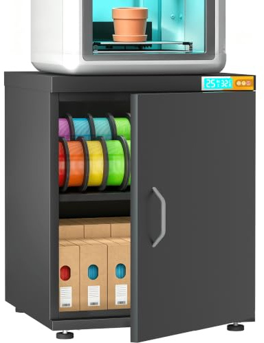 180L 3D-Drucker-Filament-Speicherschrank mit Entfeuchter, 3D-Druckerstander mit Filament-Speicher, Industrieversiegelter 3D-Drucker-Tisch hält 40 Rollen - kompatibel mit PLA / ABS / TPU (schwarz)