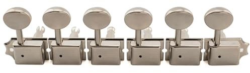 Musiclily Pro R18T 6 in Linea Semi-Sigillato Vintage Set Meccaniche 18:1 Ratio Split Shaft Tuners con Paletta Ovale Vintage per Chitarra Elettrica Fender Squier Strat Tele, Nickel