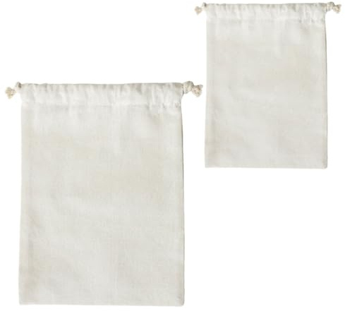 DOITOOL Lot de 2 Sachets de Conservation en Coton et Lin à Cordon, Grand Format 29x39 Cm et 24x31 Cm, Paquet Réutilisables Écologiques pour Farine, Riz et Rangement Alimentaire Quotidien