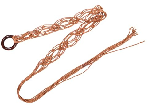 Lurrose Cintura da Donna in Cotone e Lino Intrecciata con Nappa Caramello, Corda a Nodo Robusto per Abiti Eleganti, Accessorio Boho Versatile per Feste e Look Casual