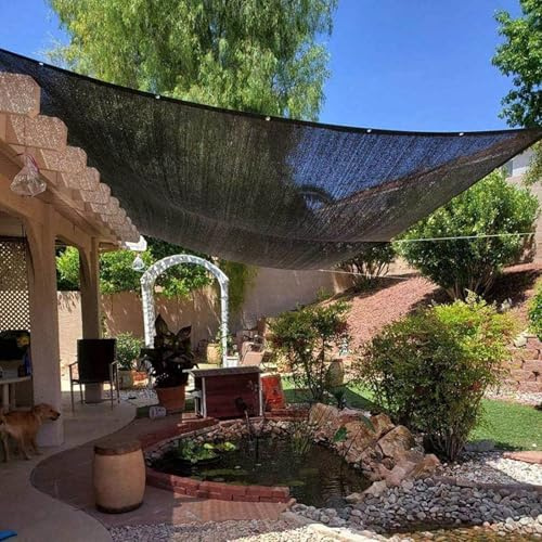 Telo Ombreggiante 3x4 Occhiellato Traspirante Vela Ombreggiante Rettangolare Ombra Anti-UV 90% Permeabile Telo Parasole 3x4 Rete Parasole Balcone, Giardino, Rete Antigrandine,black-3x4m