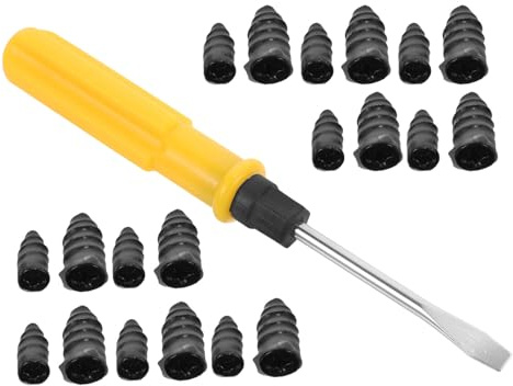 Holibanna Kit Riparazione Tubeless Pneumatici Nero con Chiodi Grandi e Piccoli in Gomma, Completo di Cacciavite, Ideale per Auto Elettriche