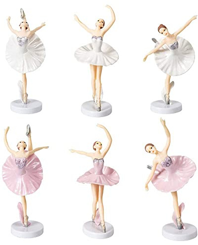 HYSTYLE 6 Pcs Dancing Ballerina Girl Figurine Cake Topper Decoration, Ballerina Girl Plant Pot Craft Dollhouse Decoration