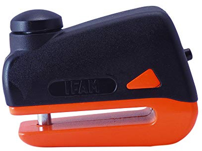 IFAM Antirrobo para Freno de Disco Moto, Modelo Grid75, Color Rojo, 5.5 mm Diámetro, Incluye 3 Llaves, Compacto y Seguro, Acero Endurecido