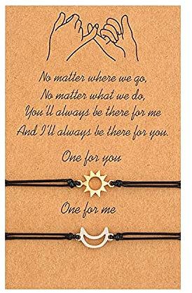 TINGYA Sonne und Mond Armband Bester Freund Paar Passende Armband für immer Versprechen Teen Mann Frau Geschenk Schmuck (Golden and Silver Bracelet)