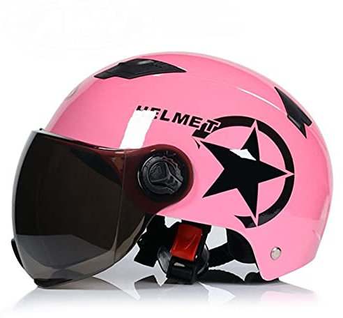 Motorrad Halbhelme Jethelm Oldtimer Mofa Helm Erwachsener Damen Herren Retro Open Face Helm Vintage Halboffenes Gesicht Schützen Helm Scooter Helm Sommer Unisex ECE-Zertifizierung,Rosa