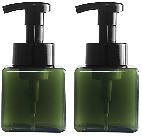 ZEOABSY 2 Stück 250ml Quadrat Leere Grün Seifenspender Schäumende Schaumseifenspender Nachfüllbare Seifenflaschen für Schäumende Flüssigseife Küche Bad Kosmetik Shampoos