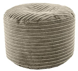 Loft 25 Runder Beanbag Fußhocker | Wohnzimmer Jumbo Cord Fußstütze für den Innenbereich | Leichter Gaming Pouf für Erwachsene | Langlebig Ergonomisches Design für Stunden der Entspannung (Stahl)