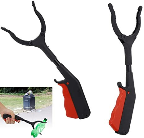 MEISO Müllgreifer, 2 Pcs Kinder Greifzange, Robuster ABS Müllsammler mit Anti Rutsch Clip, Multifunktionale Müllzange