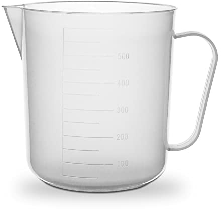RE-GEN 500ml Clear Plastic Graduated Container Beaker Measuring Jug – Ideal for Home, Kitchen, DIY, Laboratory, DIY, Arts & Crafts