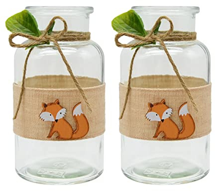 ZauberDeko Vasen Fuchs Orange Glas Tischdeko Kindergeburtstag Herbst Deko 2 Stück