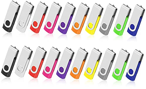 AreTop USB Stick 4GB 20 Pack, Swivel Design 2.0, 20 Black with Lanyard | 360°swivel design protects connector,includes 20 lanyards, compatible with PC/laptop/tablet/car/TV