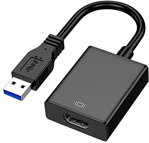 OcioDual Adaptateur USB 3.0 vers HDTV M/F Resolution Full HD Noir pour PC Ordinateur Portable Laptop Moniteur TV Projector, Cable Convertisseur Image 1080p Video 1920 x 1080 60Hz