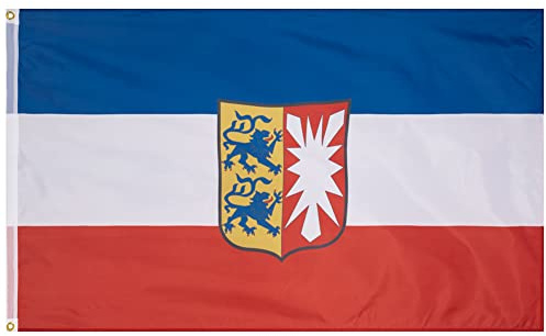 MUWO Flagga 16 tyska förbundsländer + Mallorca 90 x 150 cm, dubbelsidig trädgårdsflagga, väderbeständig fanflagga, polyester landsflagga Tyskland, med metallöljetter (Schleswig-Holstein)