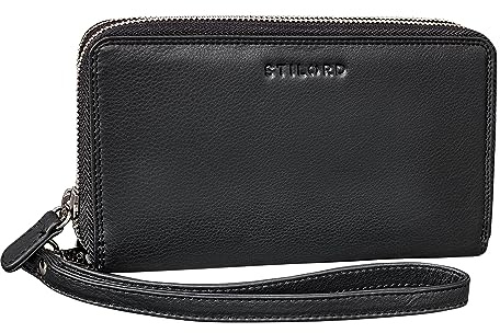 STILORD Bryan Geldbörse Handgelenk Herren Leder mit Handschlaufe Geldbeutel Portemonnaie RFID Wallet Herren Handytasche Handgelenktasche Echtleder Farbe:schwarz