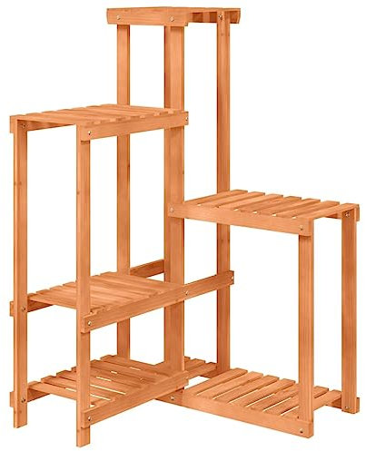 Blumenständer Pflanzenständer aus Holz Pflanzenregal Innen Außen Holzregal Blumenregal Blumenhocker Ecke Pflanzentisch für Wohnzimmer, Balkon, Garten, Büro, 62,5x61,5x101,5 cm Massivholz Tanne