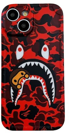 Hoolcase - Custodia morbida per iPhone 15 da 6,1 pollici, per fan della faccia di squalo/denti di squalo, per ragazze e ragazzi, motivo cartone animato, divertente, antiurto, in TPU, protettiva da 6,1