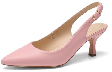 DREAM PAIRS Women's Kitten Slingback Heels Pumps,Pink-Pu,6