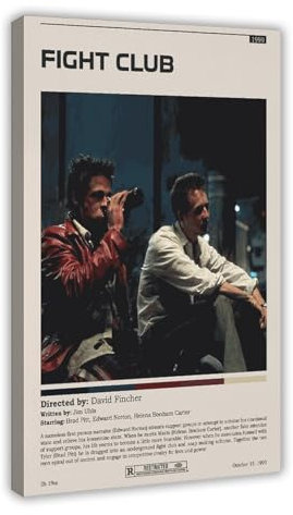 Fight Club Filmposter 25 Leinwand-Poster, Wandkunst, Dekor, Bild, Gemälde für Wohnzimmer, Schlafzimmer, Dekoration, Rahmen-Stil, 40 x 60 cm