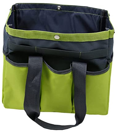 Veemoon Oxford Cloth Garden Tool Organizer Tote Bag Multi-pockets Portable Gardening Tool Carrier Apple Green for Lawn and Yard Work