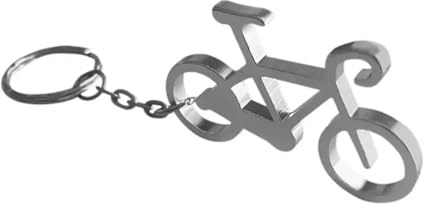 Sportigo ® Porte-clés de vélo avec décapsuleur de couleur argenté/ouvre-bouteille/pendentif cycliste/vélo de course VTT Cadeau pour père Idée cadeau bicycle keychain