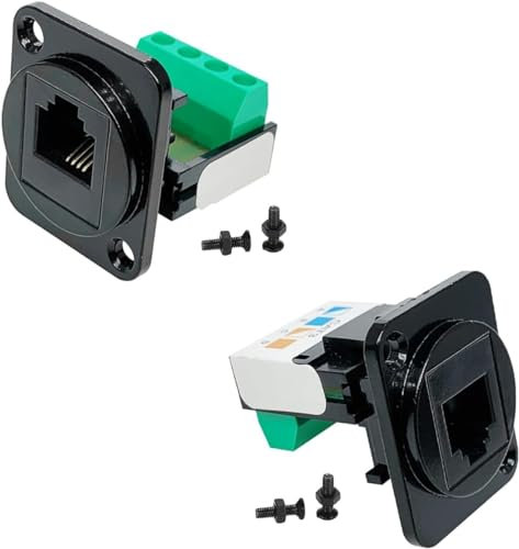 PENGLIN 2 Stück RJ11 CAT3 Buchse Panel Mount Adapter,D-Typ RJ11 6P4C auf 4Pin Schraubklemmenadapter für Telefon