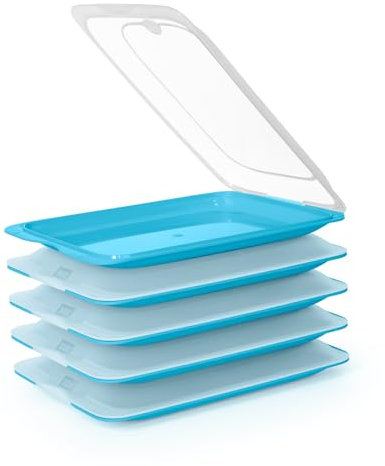 Porta Embutidos y Alimentos Sistema Fresh, Conservación Óptima de Lonchas en Nevera (5X Azul)
