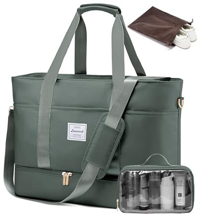 LOVEVOOK Reisetasche Damen, Wasserdicht Weekender Travel Bag mit Schuhfach, Duffle Bag Kliniktasche Geburt Mommy Handgepäck Tasche Saunatasche Gym Sporttasche Schwimmtasche für Reise Ryanair