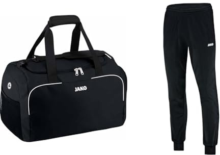 JAKO Sporttasche Classico, Bambini 38 x 21 x 28 cm (LxBxH), schwarz & Trainingshose Kinder Classico Schwarz Gr. 128