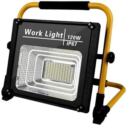 Proiettore A LED Impermeabile Da 120 W, Luce Da Lavoro A LED Ricaricabile IP67 For Esterni For Illuminazione Da Giardino For Cantieri Edili, 2 Modalità Di Illuminazione, Temporizzazione Intelligente 3