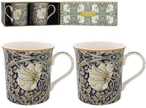 The Leonardo Collection William Morris Pimpernel Mugs Set of 2 | Stylish Tableware for Home Use | Coffee Cups for Every Occasion | Ideal Mens and Birthday Gifts
