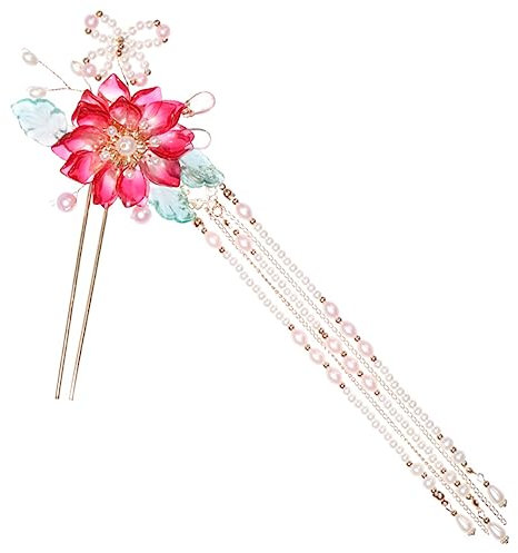 IWOWHERO À Cheveux Vintage Fleurs Avec Pompon Accessoire Style Chinois Pour Femmes Épingle à Cheveux Avec Design à Frange Pour Coiffures Élégantes